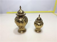 Pair or decorative metal urns