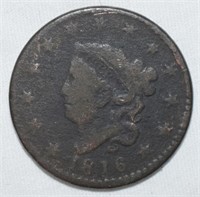 COIN - 1816 CORONET HEAD LARGE CENT -