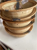 4 pottery bowls, signed