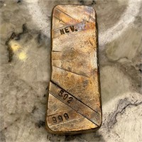 Antique 5.02 OZ Silver Hand Poured Nevada Bar