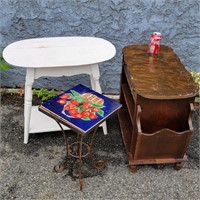 3 Stands tile top stand, whire maple lamp table,