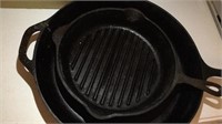 Large Cast Iron Skillet, Cast Iron  Ribbed Grill