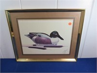 *Framed Duck Decoy Print by Leonard Fisher - A