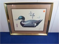 *Framed Duck Decoy Print by Leonard Fisher - B