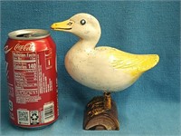 Vintage Cast Iron Duck on a Log Still Bank,