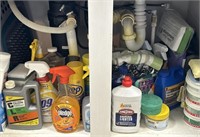 under the sink cleaning supplies - most is half