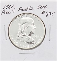 1961 Franklin Silver Half Dollar PROOF Coin