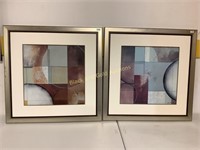 (2) Pair Framed & Matted Oil On Canvas Abstracts