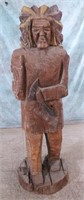 LARGE WOOD CARVED AMERICAN INDIAN STANDING