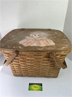 Longaberger Picnic Basket With Painted Lady on