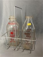 (2) Milk Bottles with Carrier