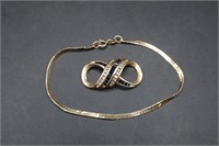 14K Chain Bracelet & Diamond & Sapphire Pendant