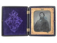 Tintype Portrait of Bearded Man in Union Case