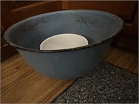 Blue granite bowl holes drilled in bottom