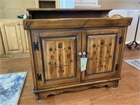 Wooden Dry Sink Cabinet with Floral Design