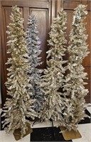4pc Tinsel Trees - 3 golden & 1 silver