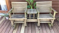 Wood Glider Double Seat