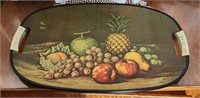 Vintage fruit decorated serving tray made in