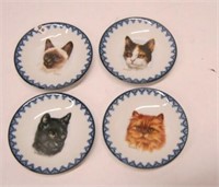 4  Artist Signed Cat/Kitten Plates