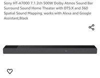 $998 Sony 7.1.2ch 500W Dolby Atmos Sound Bar