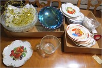 Plates, carnival bowl, misc.