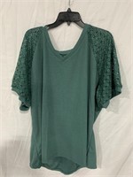 NECK LACE SHORT SLEEVE SHIRT GREEN 4X