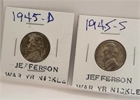 1945 D&S Jefferson Nickels