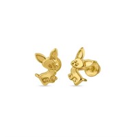 Cute 14k Gold Chihuahua Screw Back Stud Earrings