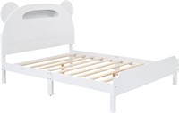 Full Platform Bed with Bear-Shaped Headboard