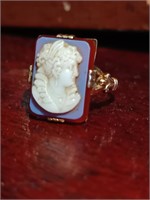 ANTIQUE 10K SOLID YELLOW GOLD CAMEO RING