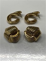 Two Sets of Earrings (Hollow) - Marked 14k