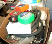 box lot w/ measuring tapes