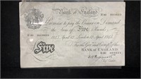 1945 Bank of England Bearer on Demand 5 Pounds