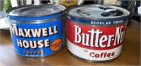 Vintage Maxwell House & Butter Nut Coffee Tins