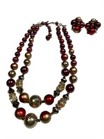 Cranberry and Gold Jewelry Set