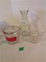 glass measuring cups, milk carafe