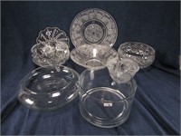 TRAY: ASS'T CRYSTAL & CUT GLASS SERVING BOWL ETC.