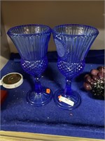 blue glass goblets avon