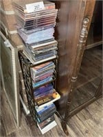 metal CD rack and Cds