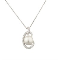 Sterling Silver Sapphire Pearl Pendant Necklace