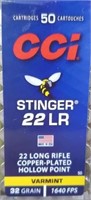 CCi STINGER 22 LR 32 GR COPPER-PLATED HP 50 RDS