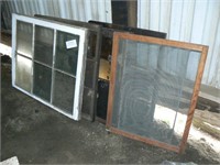 Group of old windows and screen