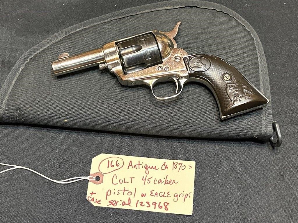 1870s Colt 45 caliber pistol eagle grips gun | Live and Online Auctions ...