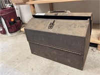 Vintage Metal Tool Box with Rubber Mallet