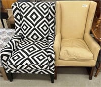 (2) Upholstered Wing Back Arm Chairs