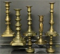Brass Candlestick Holders Set of Seven