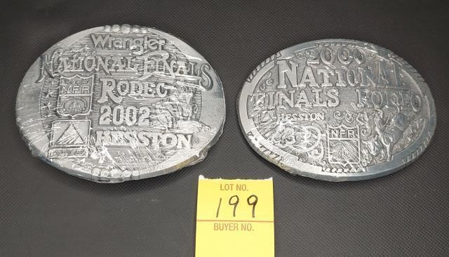 (2) Adult NFR Hesston Belt Buckles