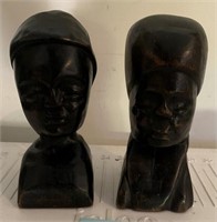 E - PAIR OF CARVED HEADS 6"T (G209)