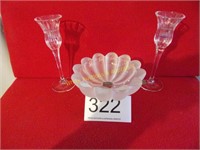 8" Mikasa Candle Holders w/Candy Dish