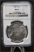 1887-P MS63 Morgan Silver Dollar